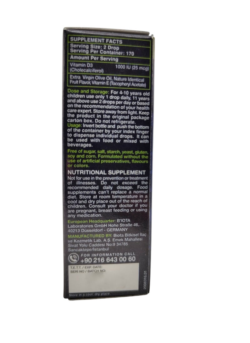 Vitamin D3 1000 IU Drops, BHA Free 10ml
