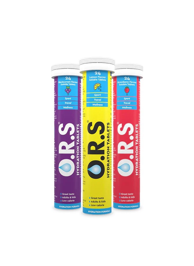 O.R.S HYDRATION TABLETS - 3 Flavours : 72 Tablets