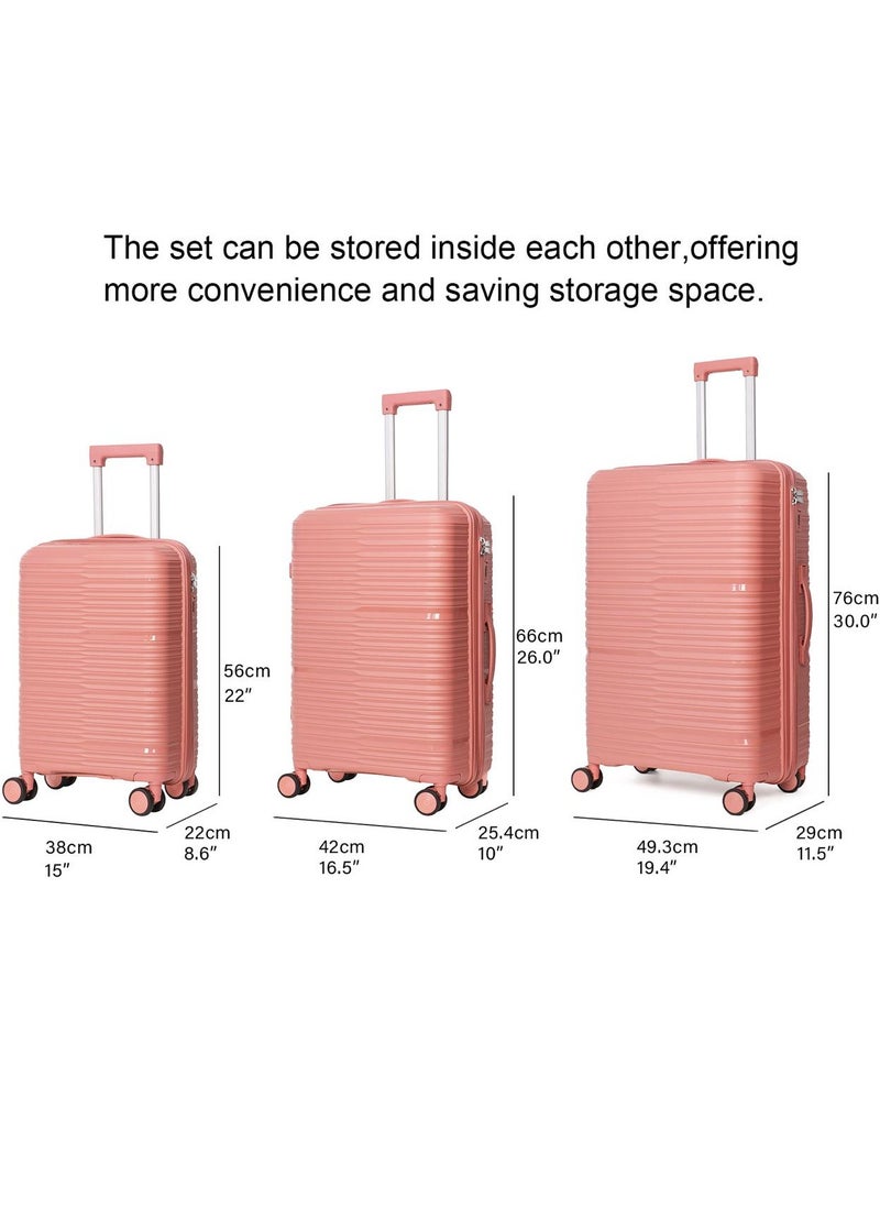 3-Piece Polypropylene Luggage Set – Perfect for Travel, Business & Weekend Getaways with Anti-Theft Zipper and TSA lock, Unbreakable luggage, 360° Spinner Wheels (28