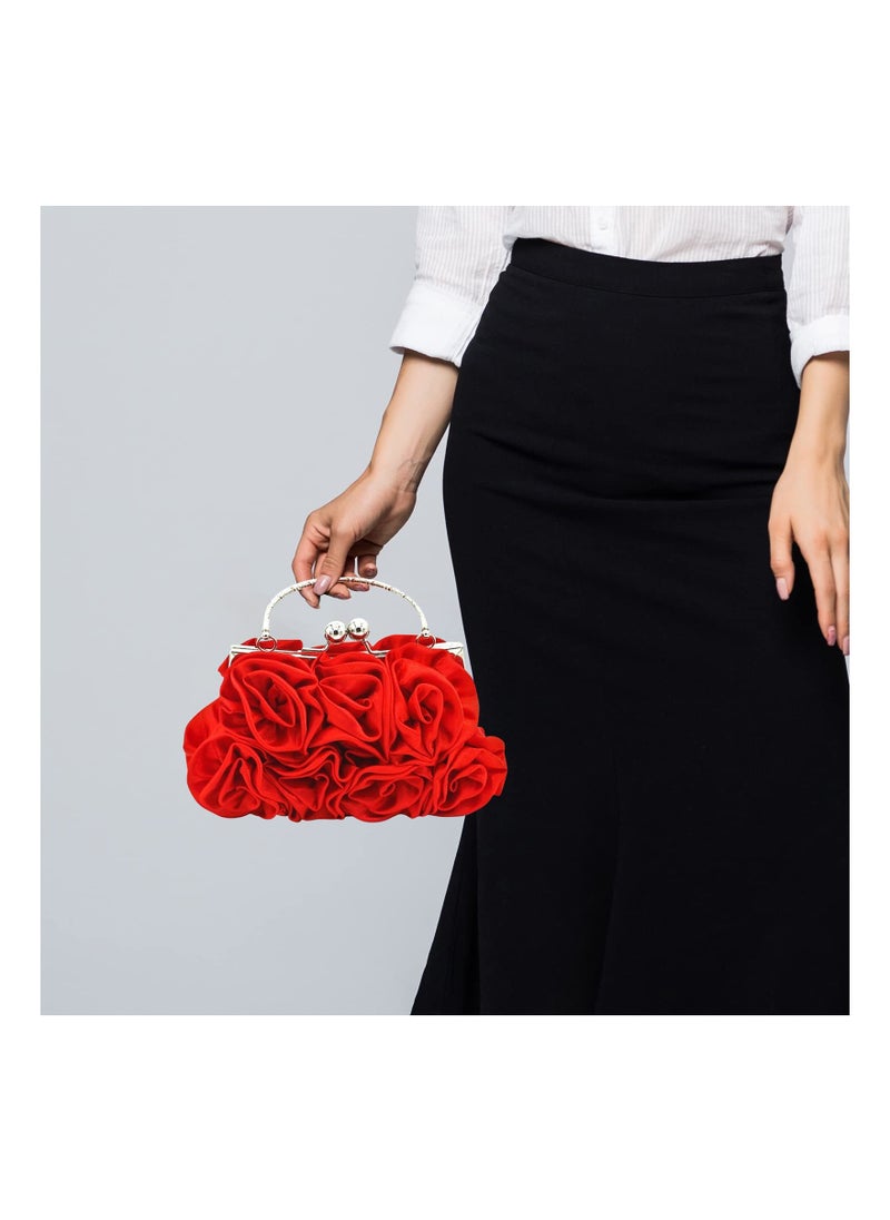 Women Evening Clutch Bag Floral Satin Purses Detachable Strap Clutch Bag Floral Clutch Bag Detachable Strap Purses Floral Clutch Bag for Wedding, Party, Prom