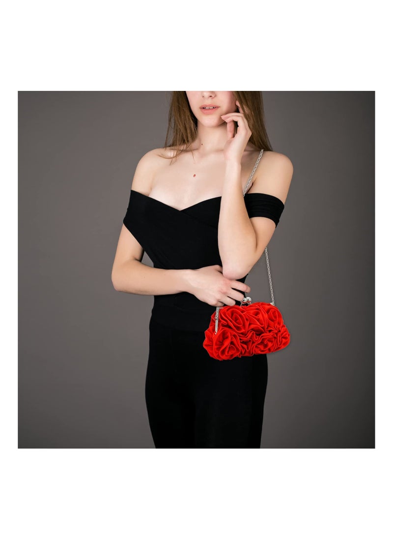 Women Evening Clutch Bag Floral Satin Purses Detachable Strap Clutch Bag Floral Clutch Bag Detachable Strap Purses Floral Clutch Bag for Wedding, Party, Prom