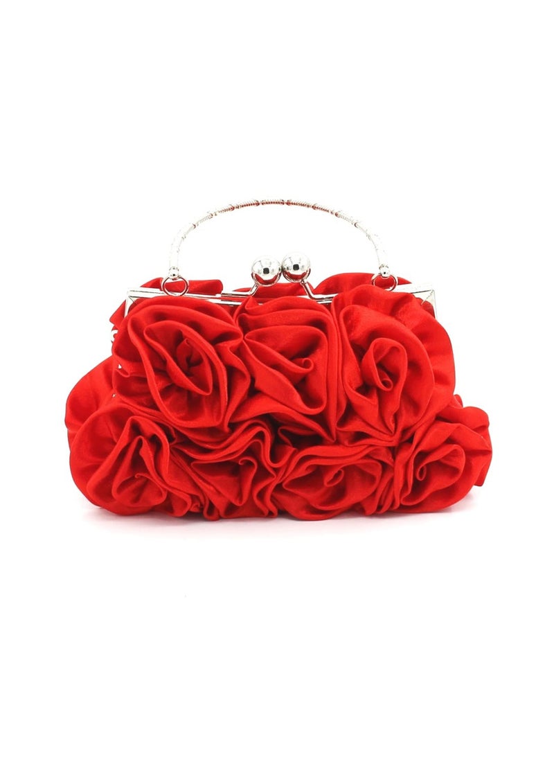 Women Evening Clutch Bag Floral Satin Purses Detachable Strap Clutch Bag Floral Clutch Bag Detachable Strap Purses Floral Clutch Bag for Wedding, Party, Prom