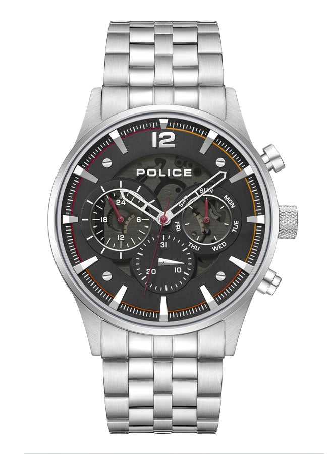 Men's Driver II 45mm Multifunction Watch with Semi-Transparent Black Dial & 316L Stainless Steel Bracelet