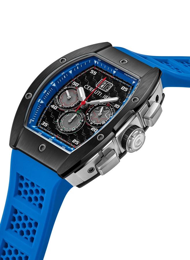 Men's Ovaro Analog Black Watch Sapphire Coated Curve Glass And Silicone Strap 51mm Water Resistant 5 ATM - CIWGO0042401