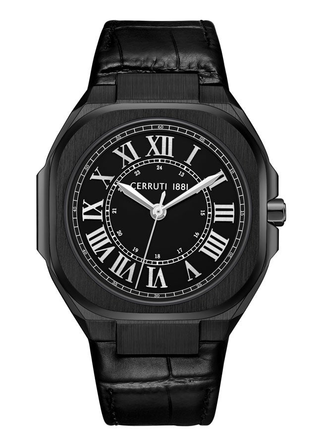 Men's Black Case Black Enamel Dial Watch