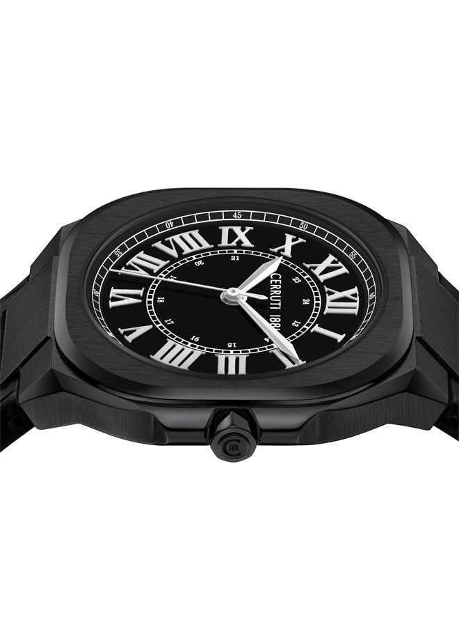 Men's Black Case Black Enamel Dial Watch