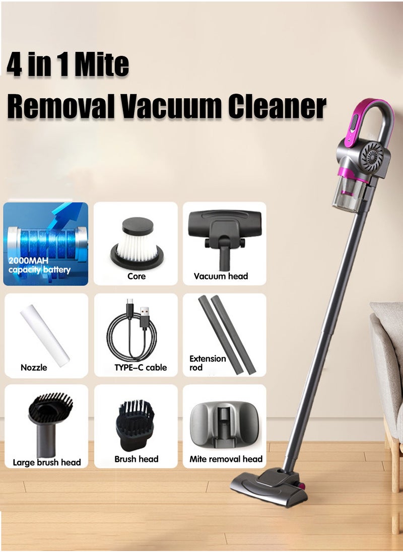 Cordless Vacuum Cleaner with 11KPa 4 in 1 Lightweight Stick Vacuum Cleaner with 100W Motor UVC ultraviolet light to remove mites Purple