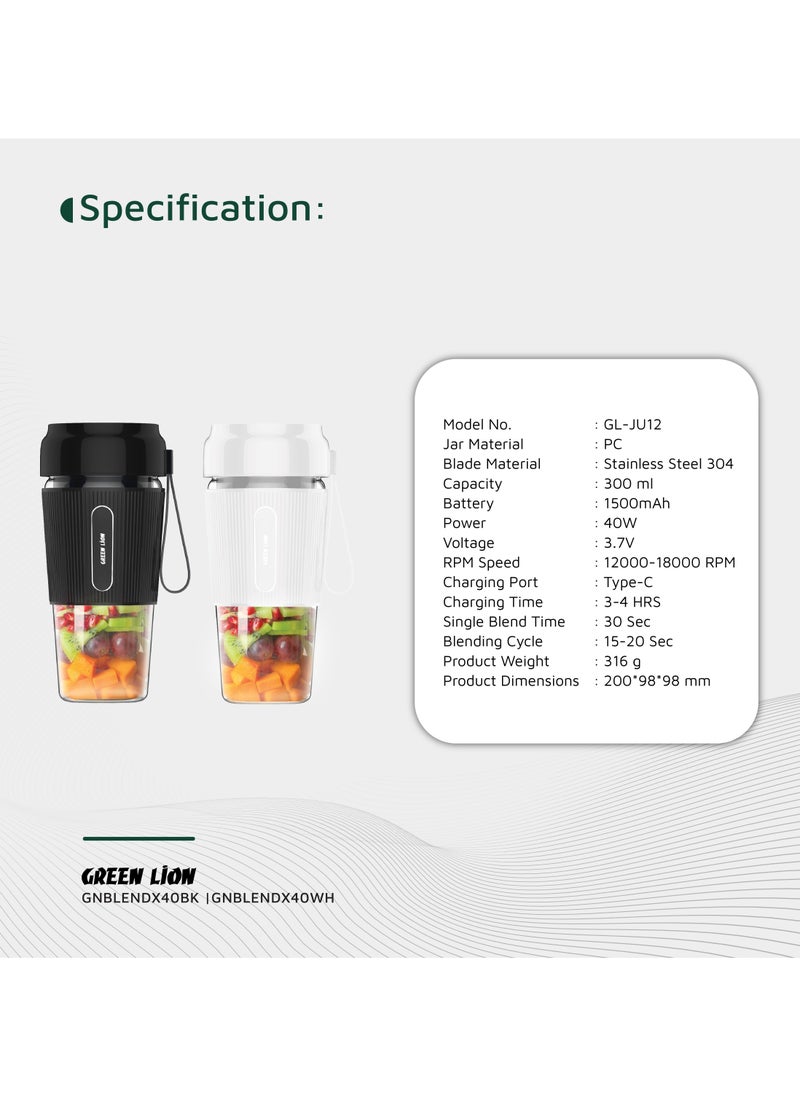 G-Blend X Portable Juicer 0.3L 40W / 18000 RPM / 30 Sec Operation / 6 Powerful Stainless-Steel Blades / 20 Times Blending - White