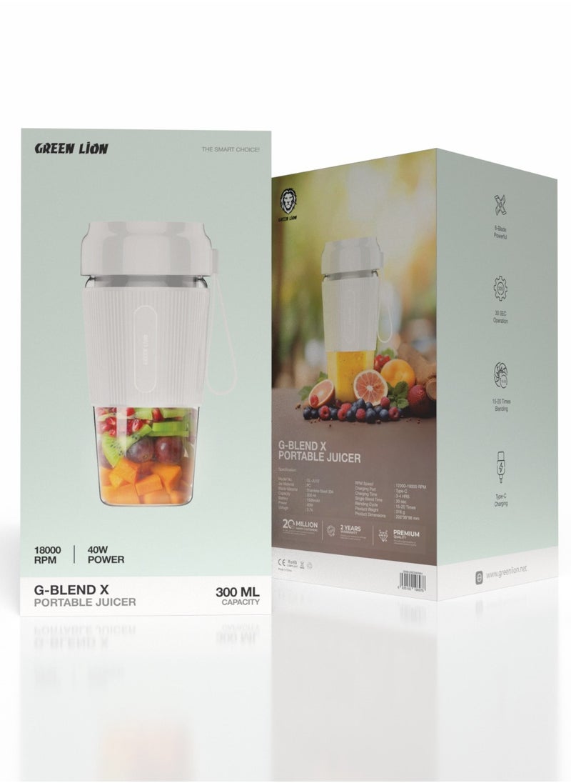 G-Blend X Portable Juicer 0.3L 40W / 18000 RPM / 30 Sec Operation / 6 Powerful Stainless-Steel Blades / 20 Times Blending - White