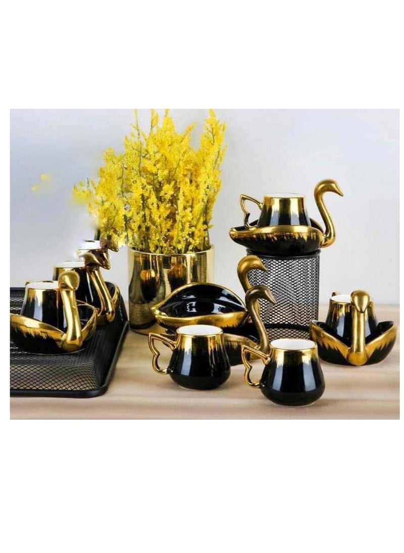 12 Pcs Turkish Coffee Cup Set Tea Cup Set Swan Coffee Cup Set