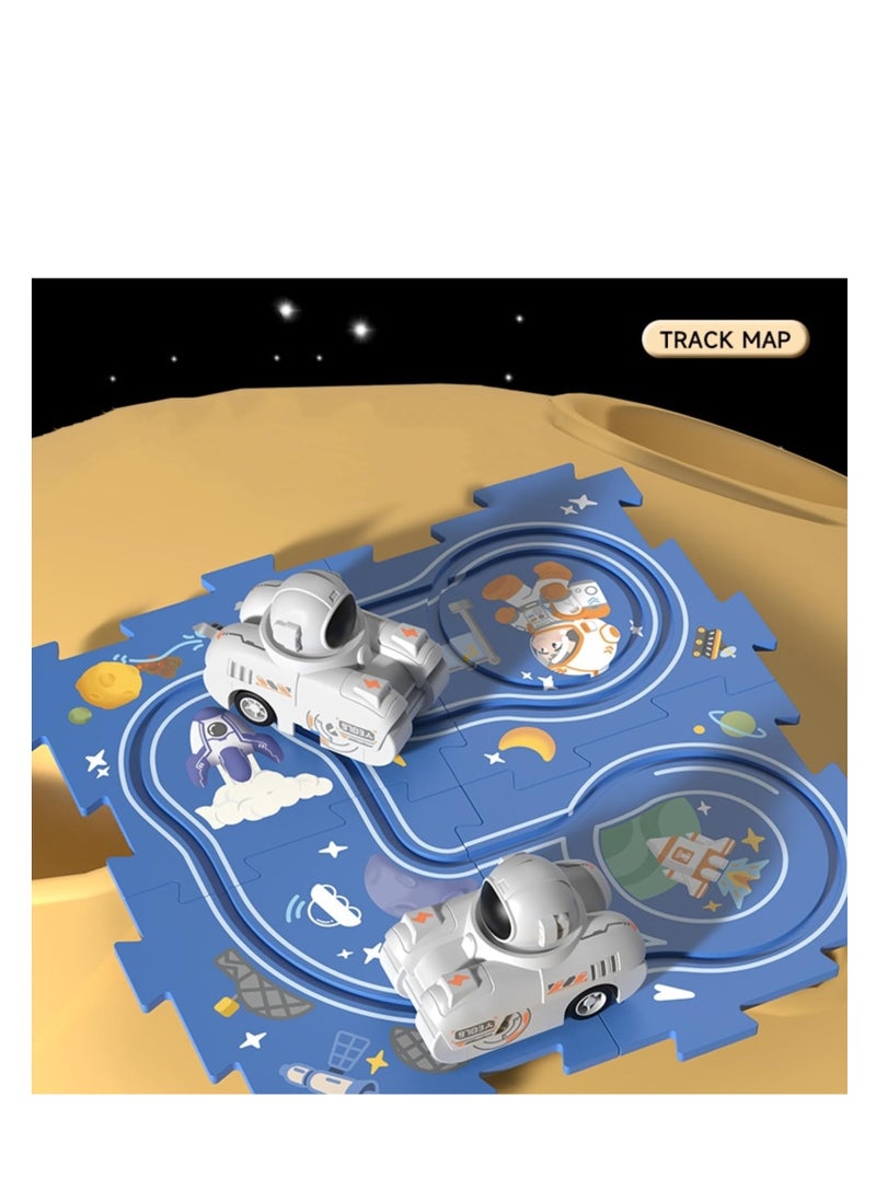 Space-Themed Puzzle Car Track Set for Kids - Educational Play Vehicles and Race Track Toy for Boys Aged 2-6 - Perfect Birthday Gift for Young Racers!