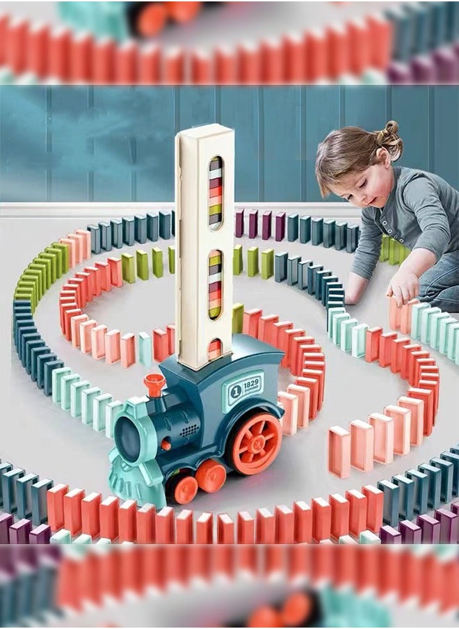 Automatic Domino Train Toy Set With 120pcs Domino Blocks For Kids Boys And Girls