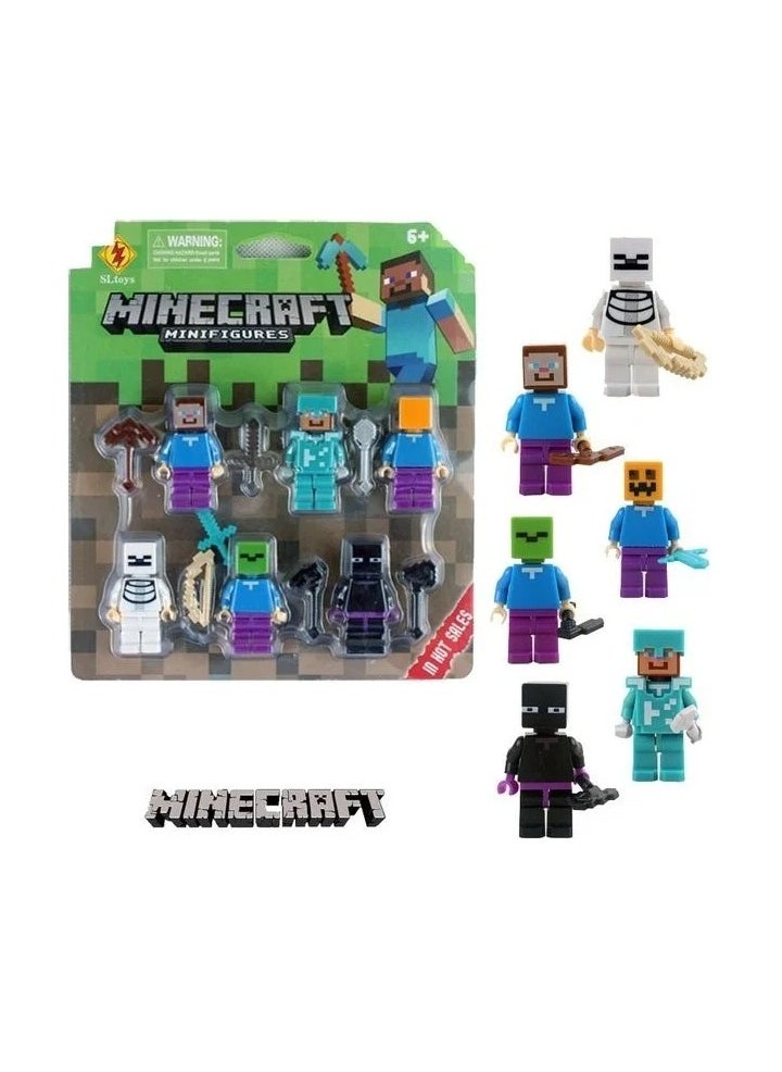 6-Pieces JMD Minecraft Mini Action Figure Toys Set With Weapons 18cm