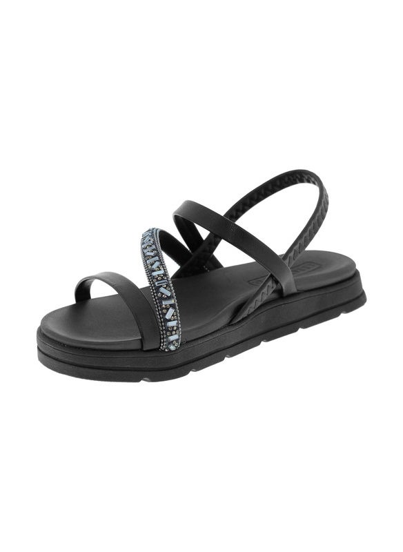 Moleca Ladies Sandals With Back Strap Black | Made In Brazil