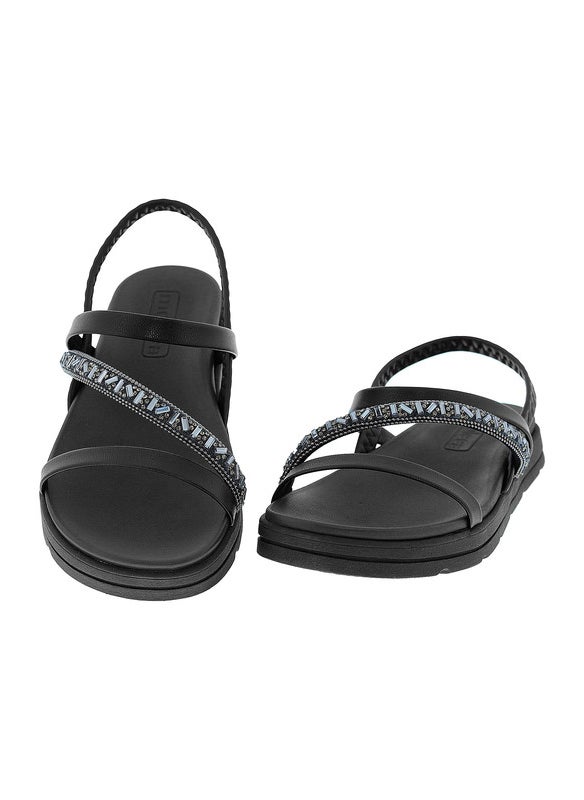 Moleca Ladies Sandals With Back Strap Black | Made In Brazil
