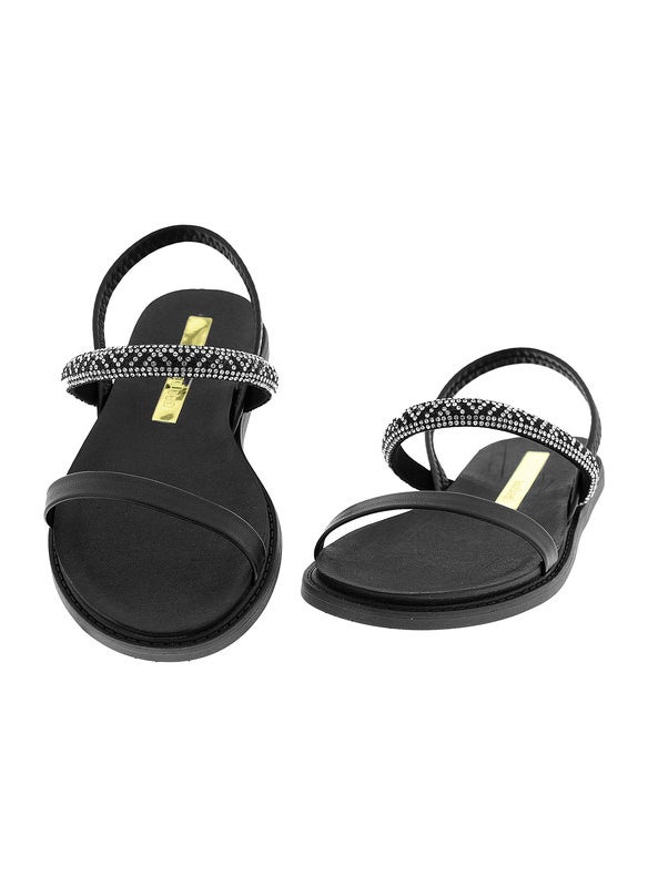 Moleca Ladies Flat Sandals Black | Made In Brazil