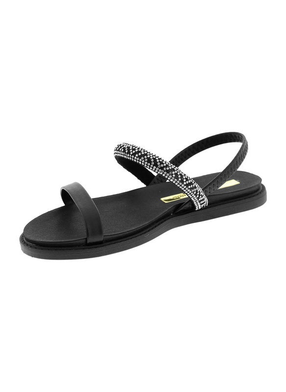 Moleca Ladies Flat Sandals Black | Made In Brazil