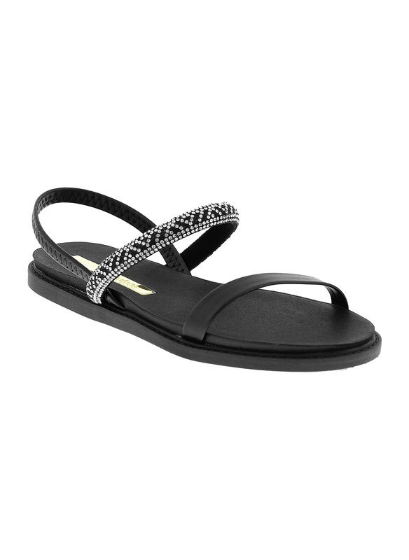 Moleca Ladies Flat Sandals Black | Made In Brazil