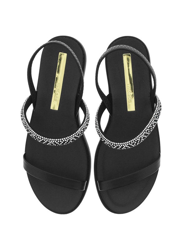 Moleca Ladies Flat Sandals Black | Made In Brazil