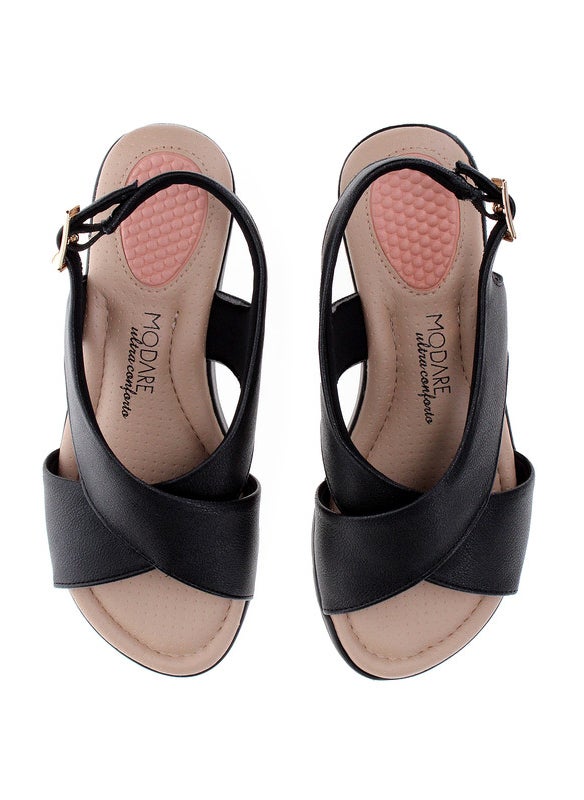 Modare Ladies Sandals With Back Strap Black | Made In Brazil