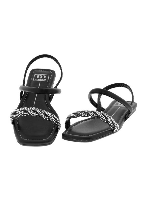 Moleca Ladies Sandals With Back Strap Black | Made In Brazil