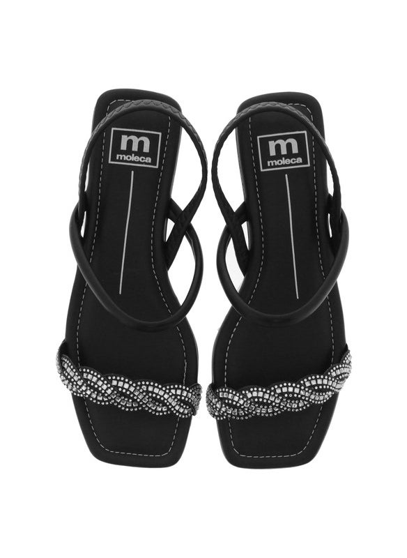 Moleca Ladies Sandals With Back Strap Black | Made In Brazil