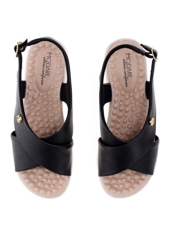 Modare Ladies Sandals With Back Strap Black | Made In Brazil