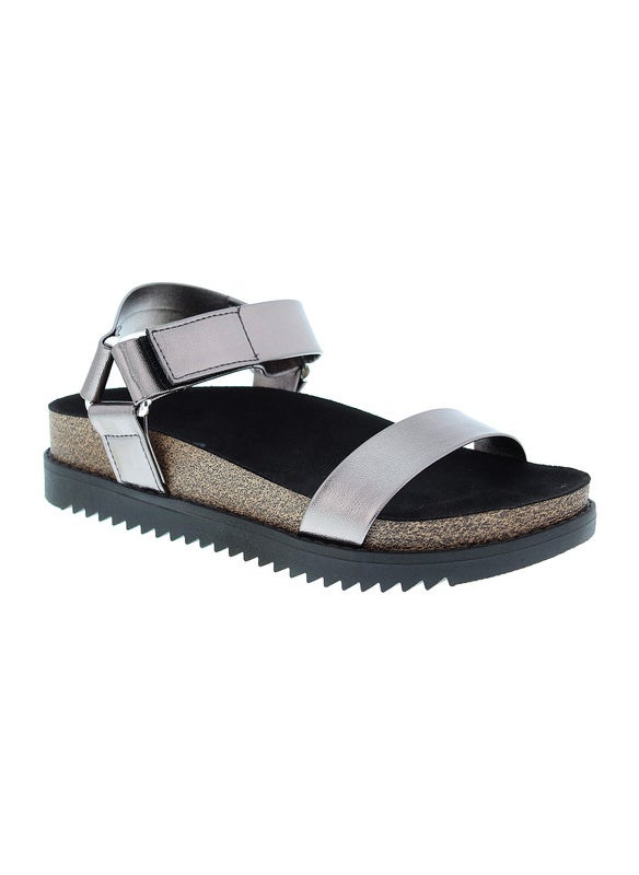 Moleca Ladies Sandals With Back Strap Pewter | Made In Brazil