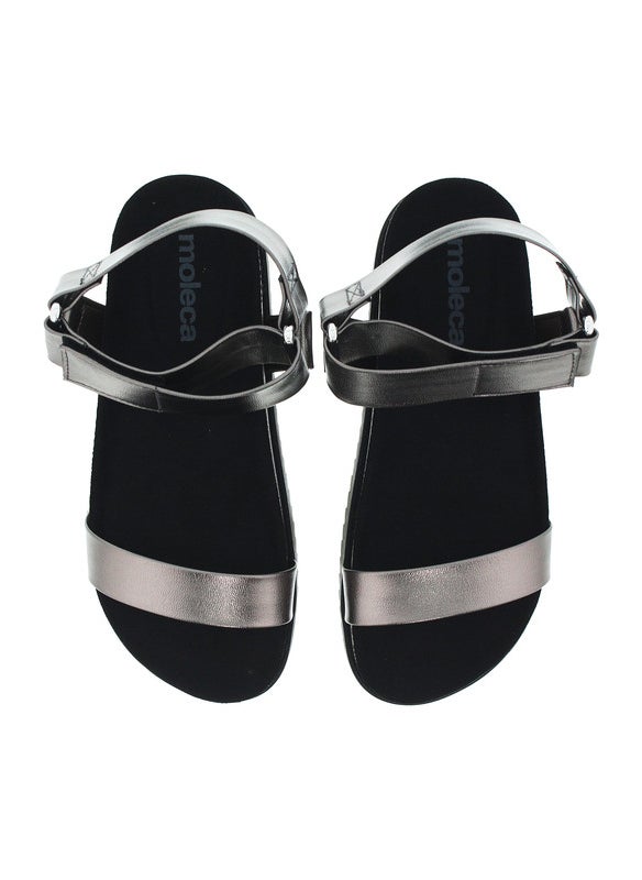 Moleca Ladies Sandals With Back Strap Pewter | Made In Brazil