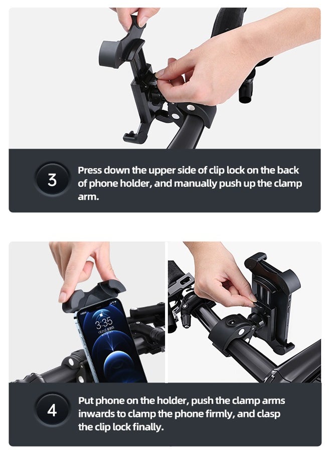 Bike Mobile Holder Motorcycle Bike Phone Mount 360 Rotatable for 4.5 - 7 Inch Phones Compatible Mobile Phone Stand for Bike/E-Bike/Motorcycle