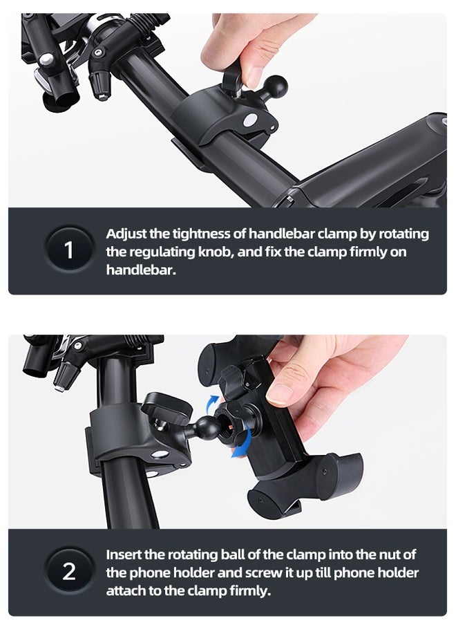 Bike Mobile Holder Motorcycle Bike Phone Mount 360 Rotatable for 4.5 - 7 Inch Phones Compatible Mobile Phone Stand for Bike/E-Bike/Motorcycle