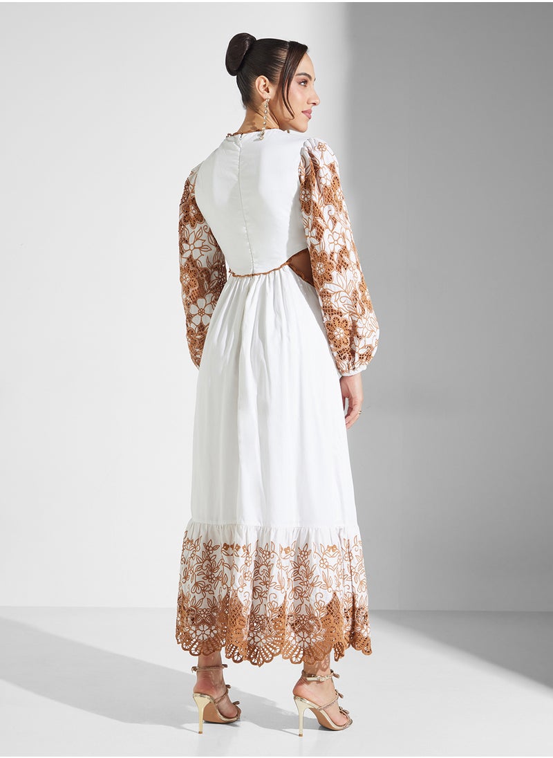 Schiffli Cut Out Dress