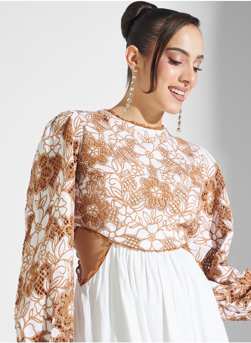 Schiffli Cut Out Dress
