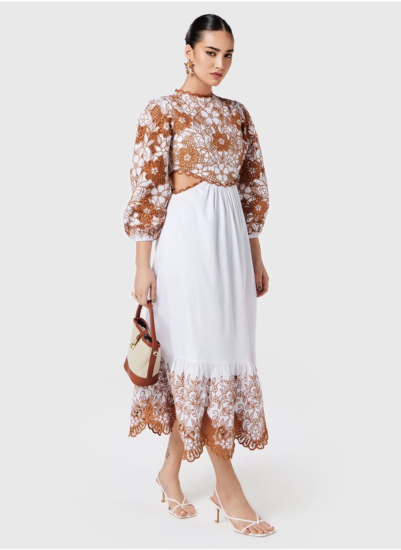 Schiffli Cut Out Dress