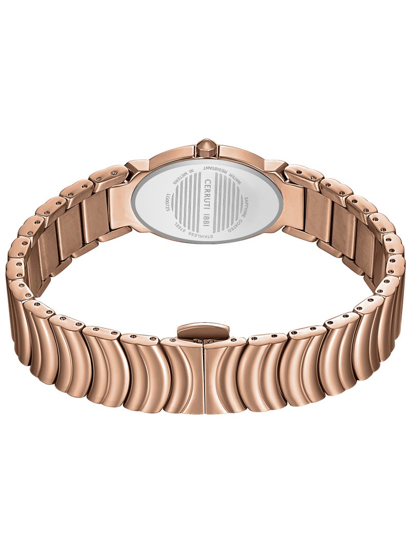 Women's Norcia Analog Watch - Oval Mosaic Green Mother of Pearl Dial, Rose Gold Bracelet, Butterfly Buckle