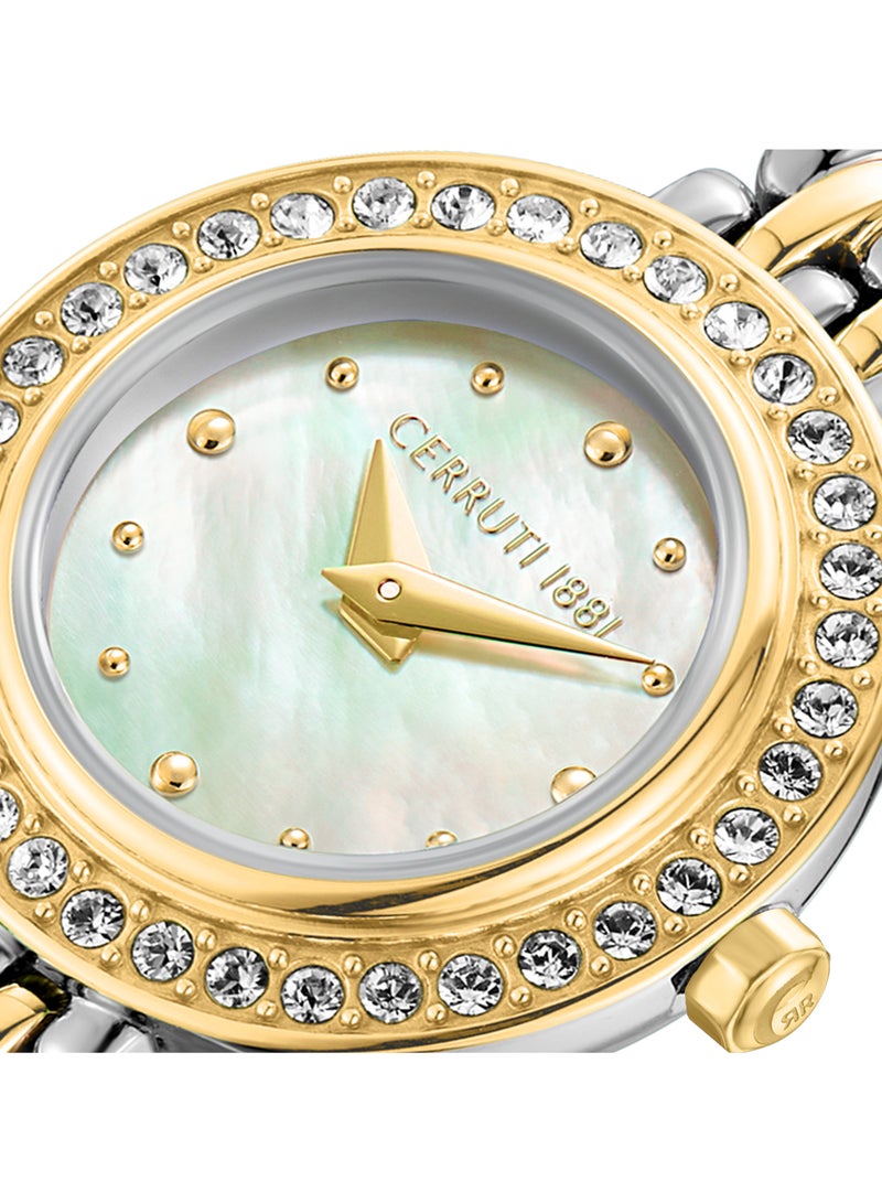 Women's Matera Analog Watch - White Mother of Pearl Dial, Two-Tone Bracelet