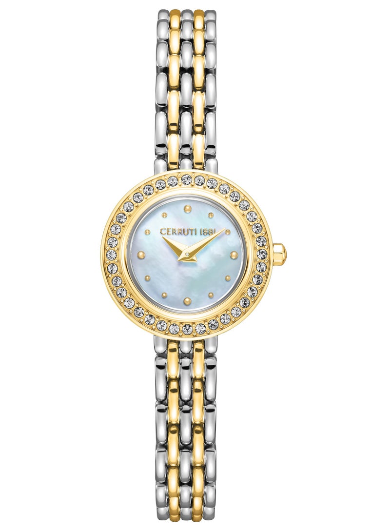Women's Matera Analog Watch - White Mother of Pearl Dial, Two-Tone Bracelet