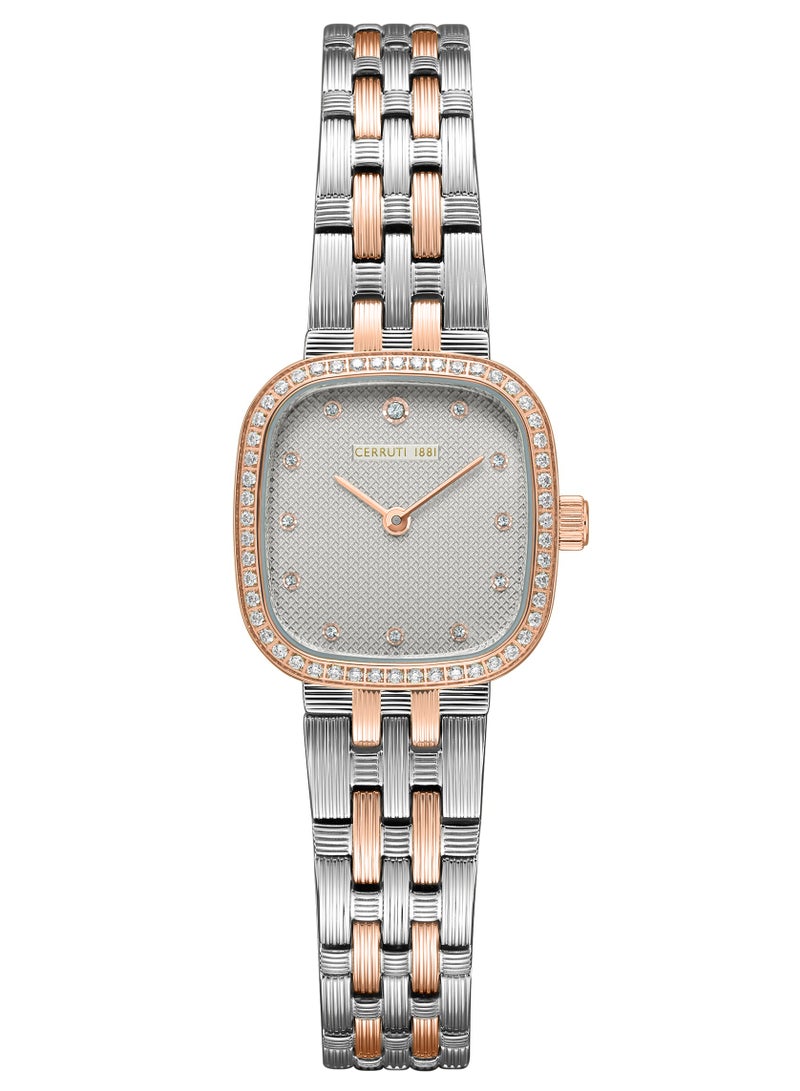 Women's Mira Analog Watch - Grey Mother of Pearl Dial, Crystal Indexes, Two-Tone Bracelet