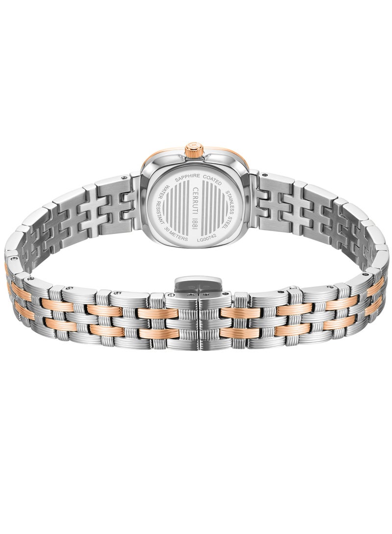 Women's Mira Analog Watch - Grey Mother of Pearl Dial, Crystal Indexes, Two-Tone Bracelet