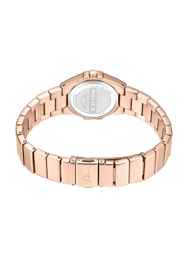 Women's 29mm Rose Gold Watch with White Mother-of-Pearl Dial, 12 White Stones & 316L Stainless Steel Bracelet