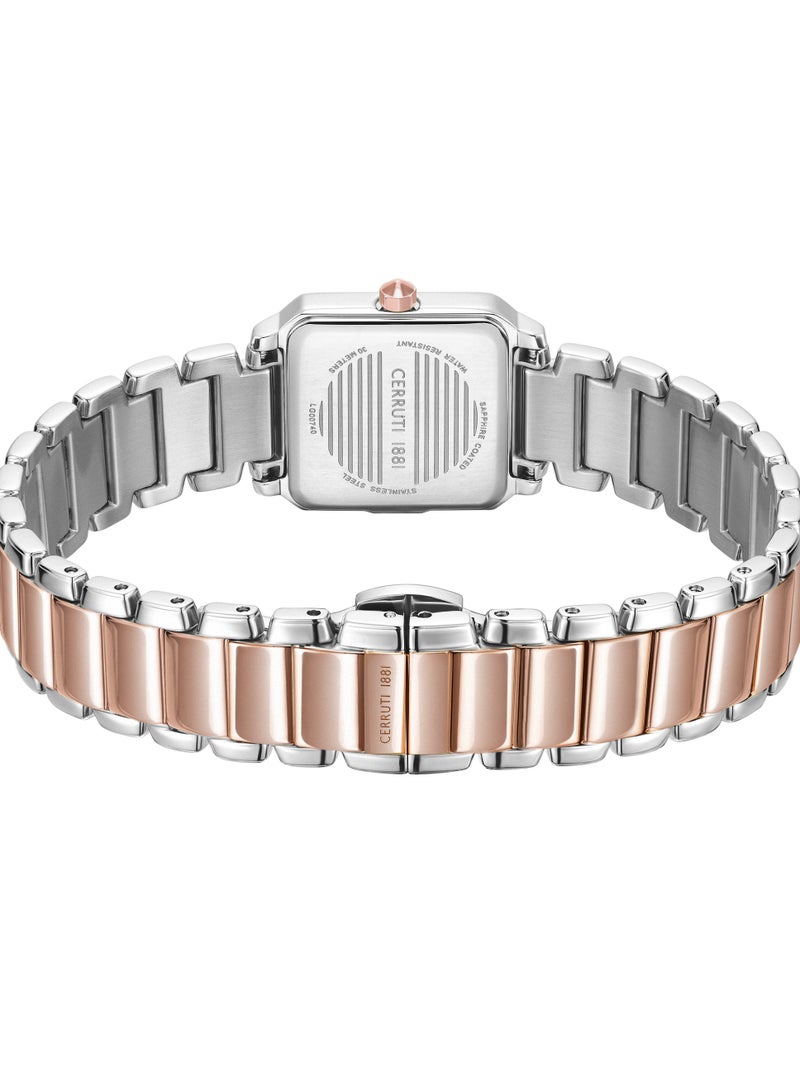 Women's Perugia Analog Watch - Square Gold-Plated Case, Grey Mother of Pearl Dial