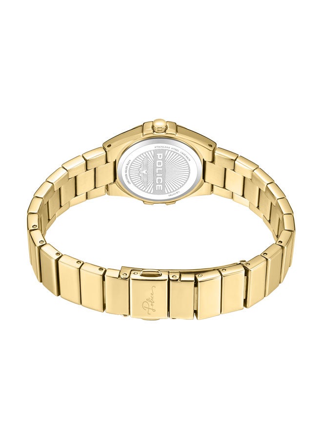 Women's Cosmos 29mm Gold-Plated Watch with White Mother-of-Pearl Dial, 12 White Stones & 316L Stainless Steel Bracelet
