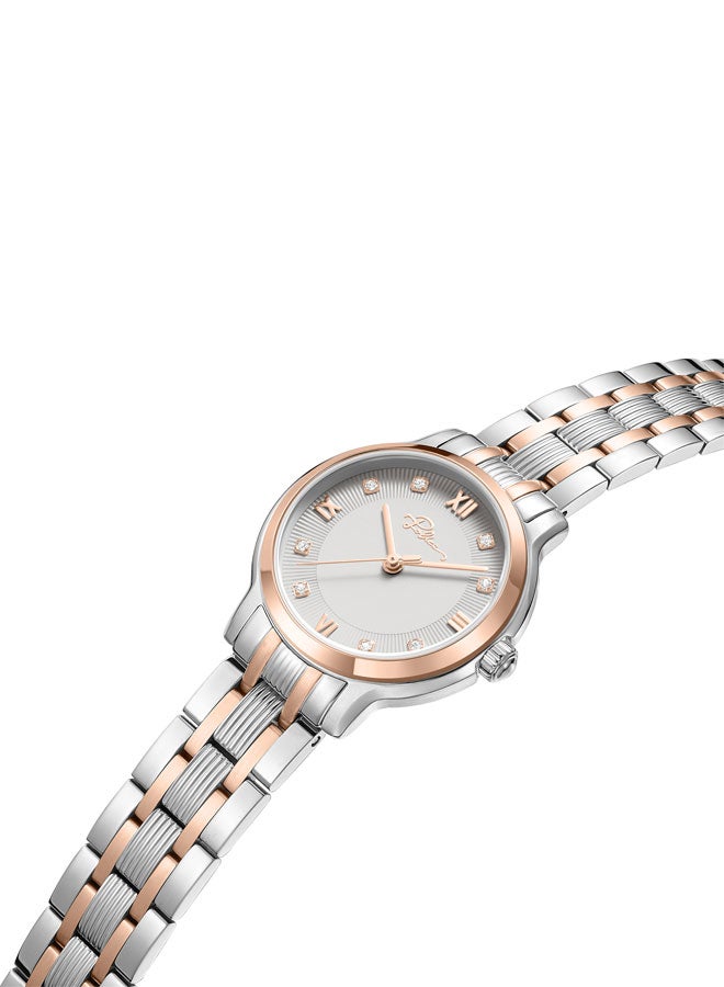 Women's Charm 27mm Two-Tone Watch with Grey Dial, Gold-Plated Roman Numerals & 316L Stainless Steel Bracelet