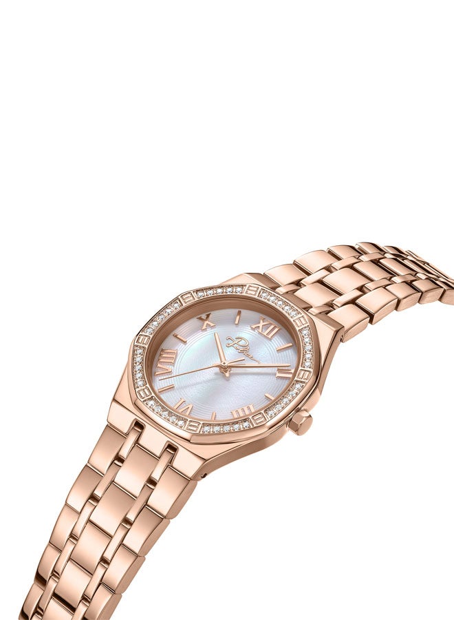 Women's Moonlight 32mm Rose Gold-Plated Watch with White Mother-of-Pearl Dial & 316L Stainless Steel 5-Link Bracelet