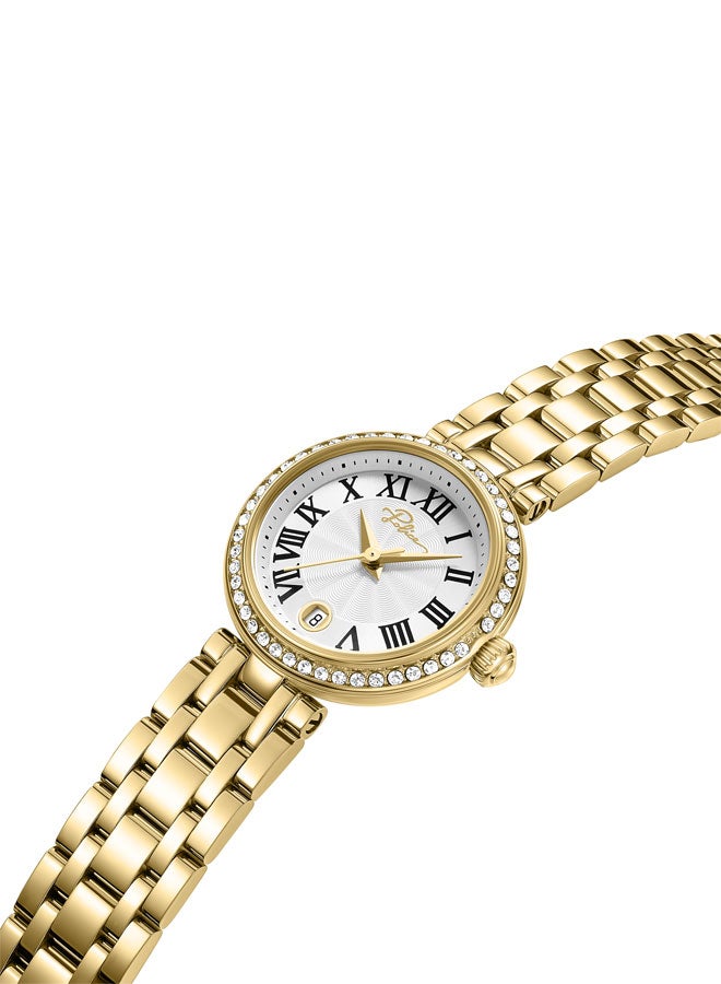 Women's Denali 36mm Watch with Silver Dial, Gold-Plated Hands & Gold-Plated 316L Stainless Steel 5-Link Bracelet