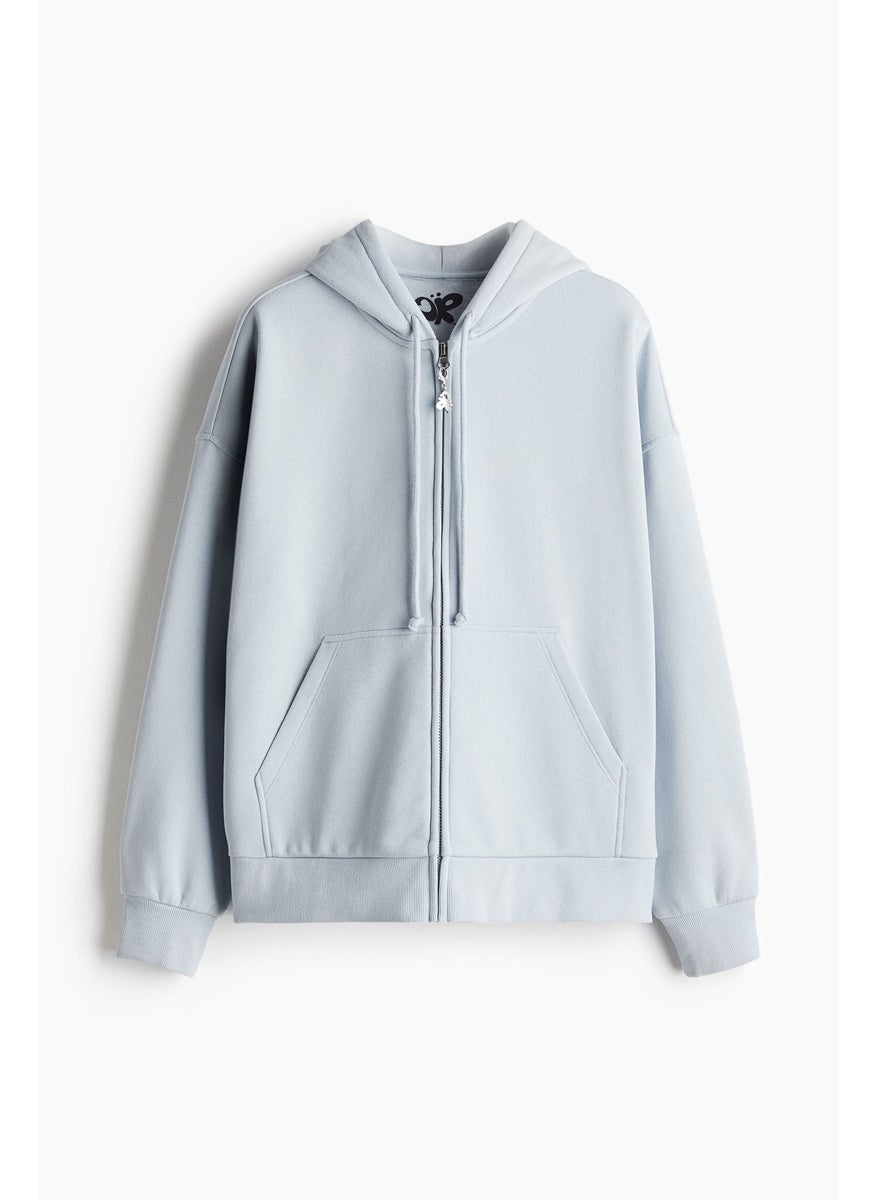 Oversized Motif-Detail Zip-Through Hoodie