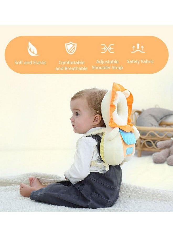 Baby Backpack Head Protection Pillow for Toddlers 6 Months - 3yrs | Adjustable Straps | Breathable Back | Noise to Alert Parent of Fall | Flat Head Baby Pillow | Car seat Safety(Lion)