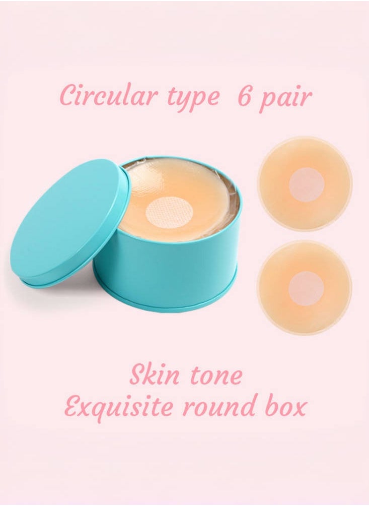 Silicone Breast Covers Reusable Ultra Thin Breast Shields Breast Care, 6 Pairs Round Shape