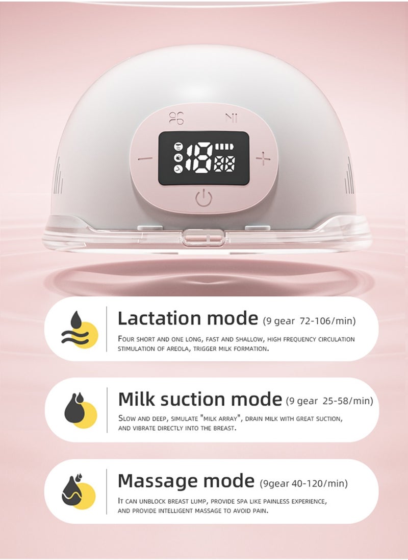Hands Free Electric Wearable Breast Pump with LED Display 3 Mode and 9 Levels 27MM Flange