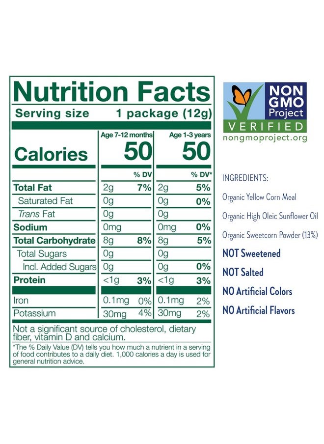 Little Bellies Organic Sweetcorn Round-a-Bouts Baby Snack (Pack of 18 x 0.42 oz Individual Packs)